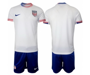 Men American Team Custom 2024 25 White Home Soccer Jersey Suit