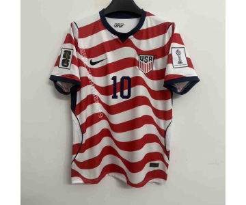 Men's United States #10 Christian Pulisic White Red 2026 Home Soccer Jersey