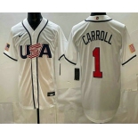 Men's USA #1 Corbin Carroll White 2026 World Baseball Classic Cool Base Jersey