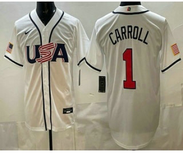Men's USA #1 Corbin Carroll White 2026 World Baseball Classic Cool Base Jersey