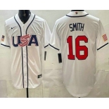 Men's USA #16 Will Smith White 2026 World Baseball Classic Cool Base Jersey Men's USA #16 Will Smith White 2026 World Baseball Classic Cool Base Jersey