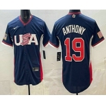 Men's USA #19 Roman Anthony Navy 2026 World Baseball Classic Cool Base Jersey Men's USA #19 Roman Anthony Navy 2026 World Baseball Classic Cool Base Jersey