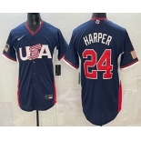 Men's USA #24 Bryce Harper Navy 2026 World Baseball Classic Cool Base Jersey