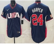 Men's USA #24 Bryce Harper Navy 2026 World Baseball Classic Cool Base Jersey