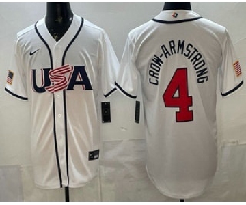 Men's USA #4 Pete Crow-Armstrong White 2026 World Baseball Classic Cool Base Jersey