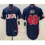 Men's USA #48 Griffin Jax Navy 2026 World Baseball Classic Cool Base Jersey Men's USA #48 Griffin Jax Navy 2026 World Baseball Classic Cool Base Jersey