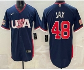 Men's USA #48 Griffin Jax Navy 2026 World Baseball Classic Cool Base Jersey