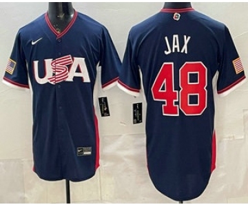 Men's USA #48 Griffin Jax Navy 2026 World Baseball Classic Cool Base Jersey