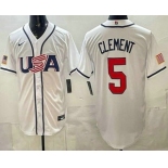 Men's USA #5 Ernie Clement White 2026 World Baseball Classic Cool Base Jersey Men's USA #5 Ernie Clement White 2026 World Baseball Classic Cool Base Jersey