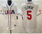 Men's USA #5 Ernie Clement White 2026 World Baseball Classic Cool Base Jersey
