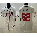 Men's USA #62 Logan Webb White 2026 World Baseball Classic Cool Base Jersey Men's USA #62 Logan Webb White 2026 World Baseball Classic Cool Base Jersey