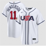 Men's USA Baseball #11 Gunnar Henderson White 2026 World Baseball Classic Home Stadium Stitched Jersey
