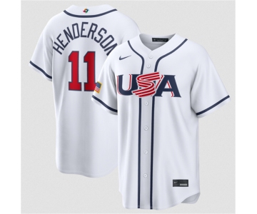 Men's USA Baseball #11 Gunnar Henderson White 2026 World Baseball Classic Home Stadium Stitched Jersey