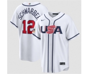 Men's USA Baseball #12 Kyle Schwarber White 2026 World Baseball Classic Home Stadium Stitched Jersey Men's USA Baseball #12 Kyle Schwarber White 2026 World Baseball Classic Home Stadium Stitched Jersey