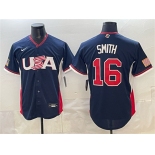 Men's USA Baseball #16 Will Smith Navy 2026 World Baseball Classic Road Stadium Stitched Jersey