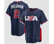 Men's USA Baseball #2 Alex Bregman Navy 2026 World Baseball Classic Road Stadium Stitched Jersey Men's USA Baseball #2 Alex Bregman Navy 2026 World Baseball Classic Road Stadium Stitched Jersey