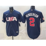 Men's USA Baseball #2 Gunnar Henderson Navy World Baseball Classic Stitched Jersey