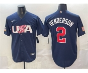 Men's USA Baseball #2 Gunnar Henderson Navy World Baseball Classic Stitched Jersey Men's USA Baseball #2 Gunnar Henderson Navy World Baseball Classic Stitched Jersey