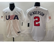Men's USA Baseball #2 Gunnar Henderson White World Baseball Classic Stitched Jersey Men's USA Baseball #2 Gunnar Henderson White World Baseball Classic Stitched Jersey