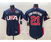 Men's USA Baseball #21 Crow-Armstrong Navy 2026 World Baseball Classic United States 250th Anniversary Patch Road Stadium Stitched Jersey Men's USA Baseball #21 Crow-Armstrong Navy 2026 World Baseball Classic United States 250th Anniversary Patch Road Stadium Stitched Jersey