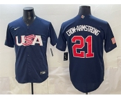 Men's USA Baseball #21 Pete Crow-Armstrong Navy World Baseball Classic Stitched Jersey Men's USA Baseball #21 Pete Crow-Armstrong Navy World Baseball Classic Stitched Jersey