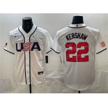 Men's USA Baseball #22 Clayton Kershaw White 2026 World Baseball Classic Home Stadium Stitched Jersey