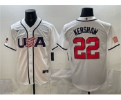 Men's USA Baseball #22 Clayton Kershaw White 2026 World Baseball Classic Home Stadium Stitched Jersey Men's USA Baseball #22 Clayton Kershaw White 2026 World Baseball Classic Home Stadium Stitched Jersey