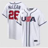 Men's USA Baseball #26 Nolan McLean White 2026 World Baseball Classic Home Stadium Stitched Jersey