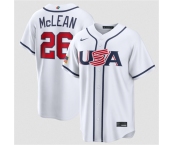 Men's USA Baseball #26 Nolan McLean White 2026 World Baseball Classic Home Stadium Stitched Jersey