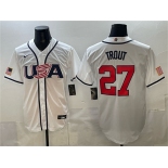 Men's USA Baseball #27 Mike Trout White 2026 World Baseball Classic Home Stadium Stitched Jersey