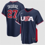 Men's USA Baseball #27 Tarik Skubal Navy 2026 World Baseball Classic Road Stadium Stitched Jersey