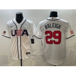 Men's USA Baseball #29 Cal Raleigh White 2026 World Baseball Classic Home Stadium Stitched Jersey