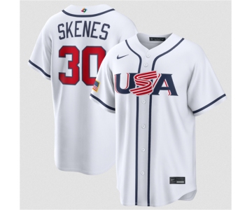 Men's USA Baseball #30 Paul Skenes White 2026 World Baseball Classic Home Stadium Stitched Jersey