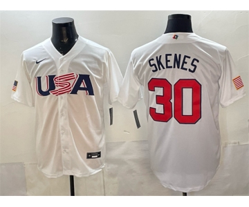 Men's USA Baseball #30 Paul Skenes White World Baseball Classic Stitched Jersey