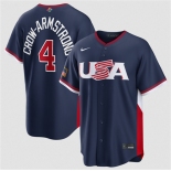 Men's USA Baseball #4 Crow-Armstrong Navy 2026 World Baseball Classic Road Stadium Stitched Jersey