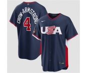 Men's USA Baseball #4 Crow-Armstrong Navy 2026 World Baseball Classic Road Stadium Stitched Jersey Men's USA Baseball #4 Crow-Armstrong Navy 2026 World Baseball Classic Road Stadium Stitched Jersey