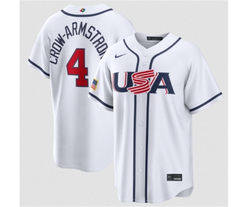 Men's USA Baseball #4 Crow-Armstrong White 2026 World Baseball Classic Home Stadium Stitched Jersey