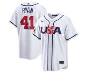 Men's USA Baseball #41 Joe Ryan White 2026 World Baseball Classic Home Stadium Stitched Jersey Men's USA Baseball #41 Joe Ryan White 2026 World Baseball Classic Home Stadium Stitched Jersey