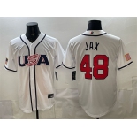 Men's USA Baseball #48 Griffin Jax White 2026 World Baseball Classic Home Stadium Stitched Jersey Men's USA Baseball #48 Griffin Jax White 2026 World Baseball Classic Home Stadium Stitched Jersey