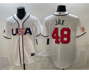 Men's USA Baseball #48 Griffin Jax White 2026 World Baseball Classic Home Stadium Stitched Jersey