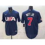 Men's USA Baseball #7 Bobby Witt Jr. Navy World Baseball Classic Stitched Jersey