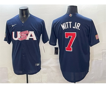 Men's USA Baseball #7 Bobby Witt Jr. Navy World Baseball Classic Stitched Jersey