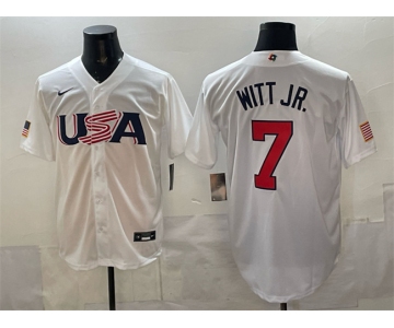 Men's USA Baseball #7 Bobby Witt Jr. White World Baseball Classic Stitched Jersey