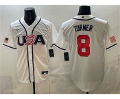 Men's USA Baseball #8 Trea Turner White 2026 World Baseball Classic Home Stadium Stitched Jersey Men's USA Baseball #8 Trea Turner White 2026 World Baseball Classic Home Stadium Stitched Jersey