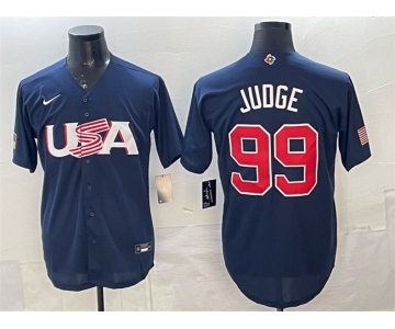 Men's USA Baseball #99 Aaron Judge 2023 Navy World Baseball Classic Stitched Jersey