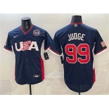 Men's USA Baseball #99 Aaron Judge Navy 2026 World Baseball Classic United States 250th Anniversary Patch Road Stadium Stitched Jersey