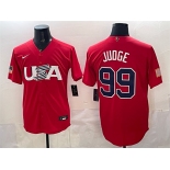 Men's USA Baseball #99 Aaron Judge Red World Baseball Classic Stitched Jersey