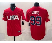 Men's USA Baseball #99 Aaron Judge Red World Baseball Classic Stitched Jersey Men's USA Baseball #99 Aaron Judge Red World Baseball Classic Stitched Jersey