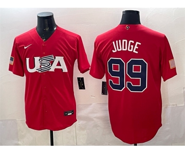 Men's USA Baseball #99 Aaron Judge Red World Baseball Classic Stitched Jersey