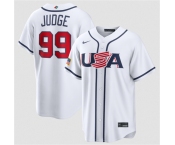 Men's USA Baseball #99 Aaron Judge White 2026 World Baseball Classic Home Stadium Stitched Jersey Men's USA Baseball #99 Aaron Judge White 2026 World Baseball Classic Home Stadium Stitched Jersey